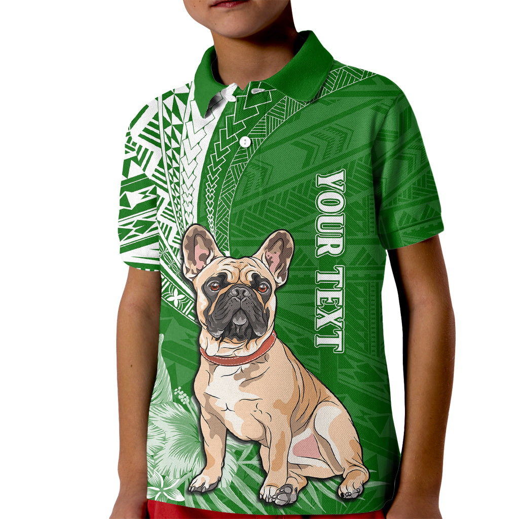 Personalised Polynesian Pacific Bulldog Kid Polo Shirt With Emerald Hawaii Tribal Tattoo Patterns - Wonder Print Shop