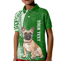 Personalised Polynesian Pacific Bulldog Kid Polo Shirt With Emerald Hawaii Tribal Tattoo Patterns - Wonder Print Shop