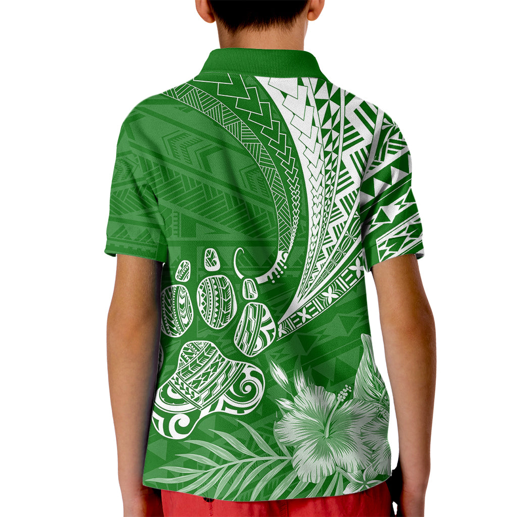 Personalised Polynesian Pacific Bulldog Kid Polo Shirt With Emerald Hawaii Tribal Tattoo Patterns - Wonder Print Shop