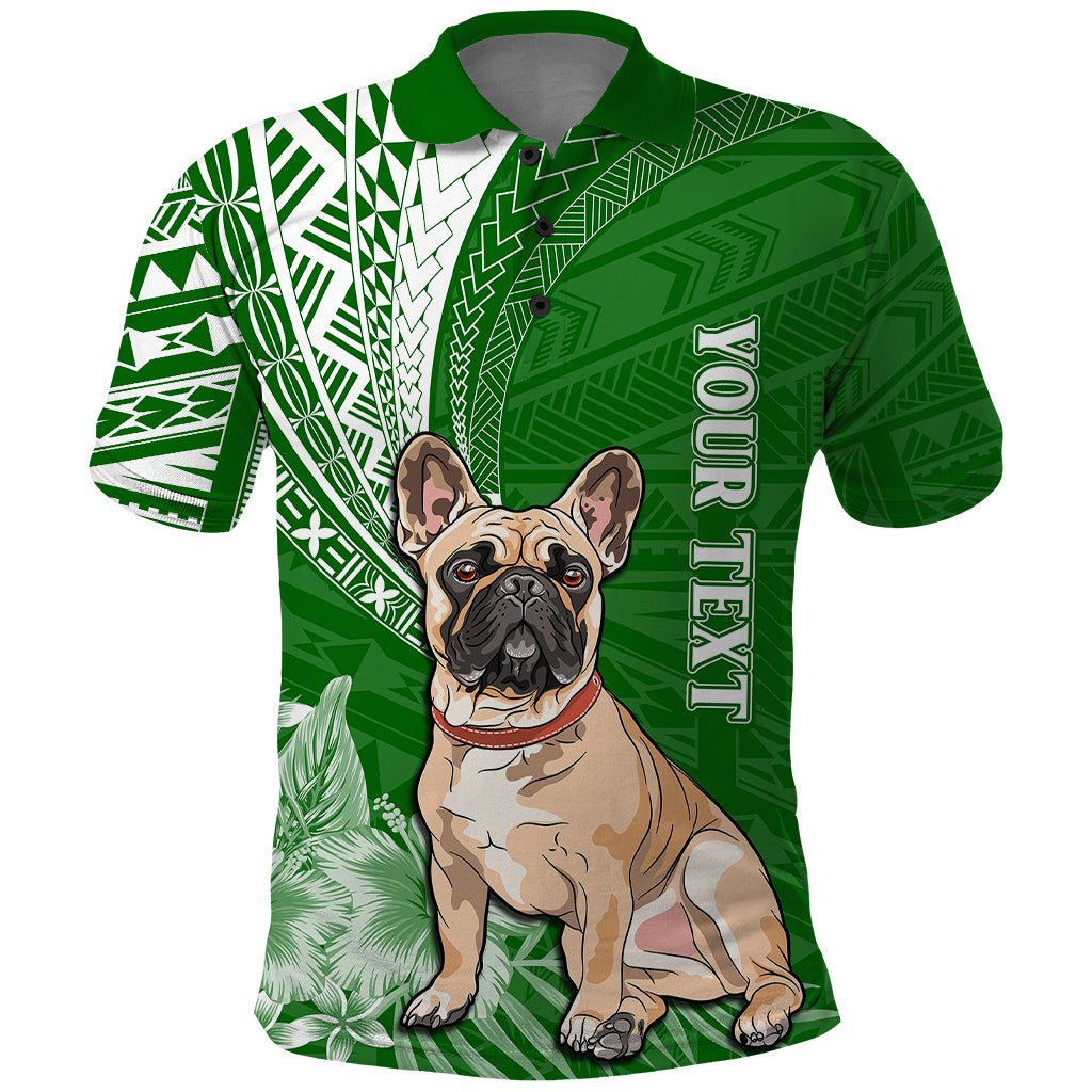 Personalised Polynesian Pacific Bulldog Polo Shirt With Emerald Hawaii Tribal Tattoo Patterns - Wonder Print Shop