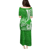 Personalised Polynesian Pacific Bulldog Puletasi With Emerald Hawaii Tribal Tattoo Patterns - Wonder Print Shop