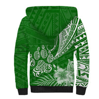 Personalised Polynesian Pacific Bulldog Sherpa Hoodie With Emerald Hawaii Tribal Tattoo Patterns - Wonder Print Shop