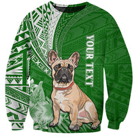 Personalised Polynesian Pacific Bulldog Sweatshirt With Emerald Hawaii Tribal Tattoo Patterns - Wonder Print Shop