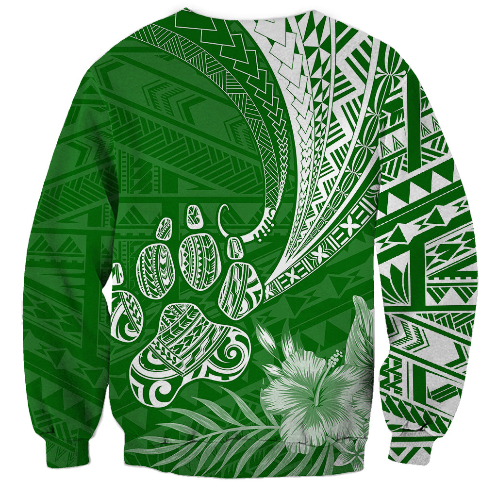 Personalised Polynesian Pacific Bulldog Sweatshirt With Emerald Hawaii Tribal Tattoo Patterns - Wonder Print Shop