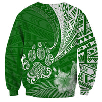 Personalised Polynesian Pacific Bulldog Sweatshirt With Emerald Hawaii Tribal Tattoo Patterns - Wonder Print Shop