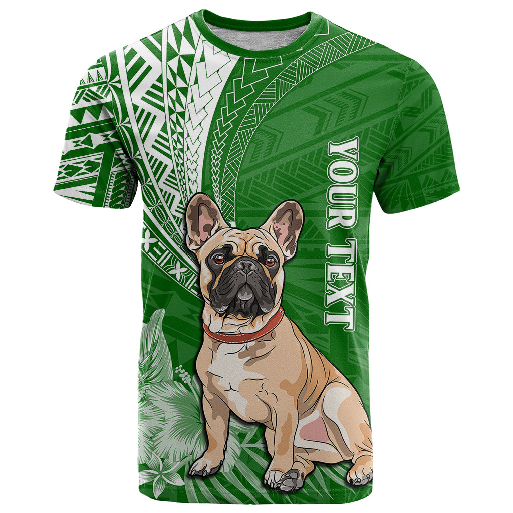 Personalised Polynesian Pacific Bulldog T Shirt With Emerald Hawaii Tribal Tattoo Patterns - Wonder Print Shop
