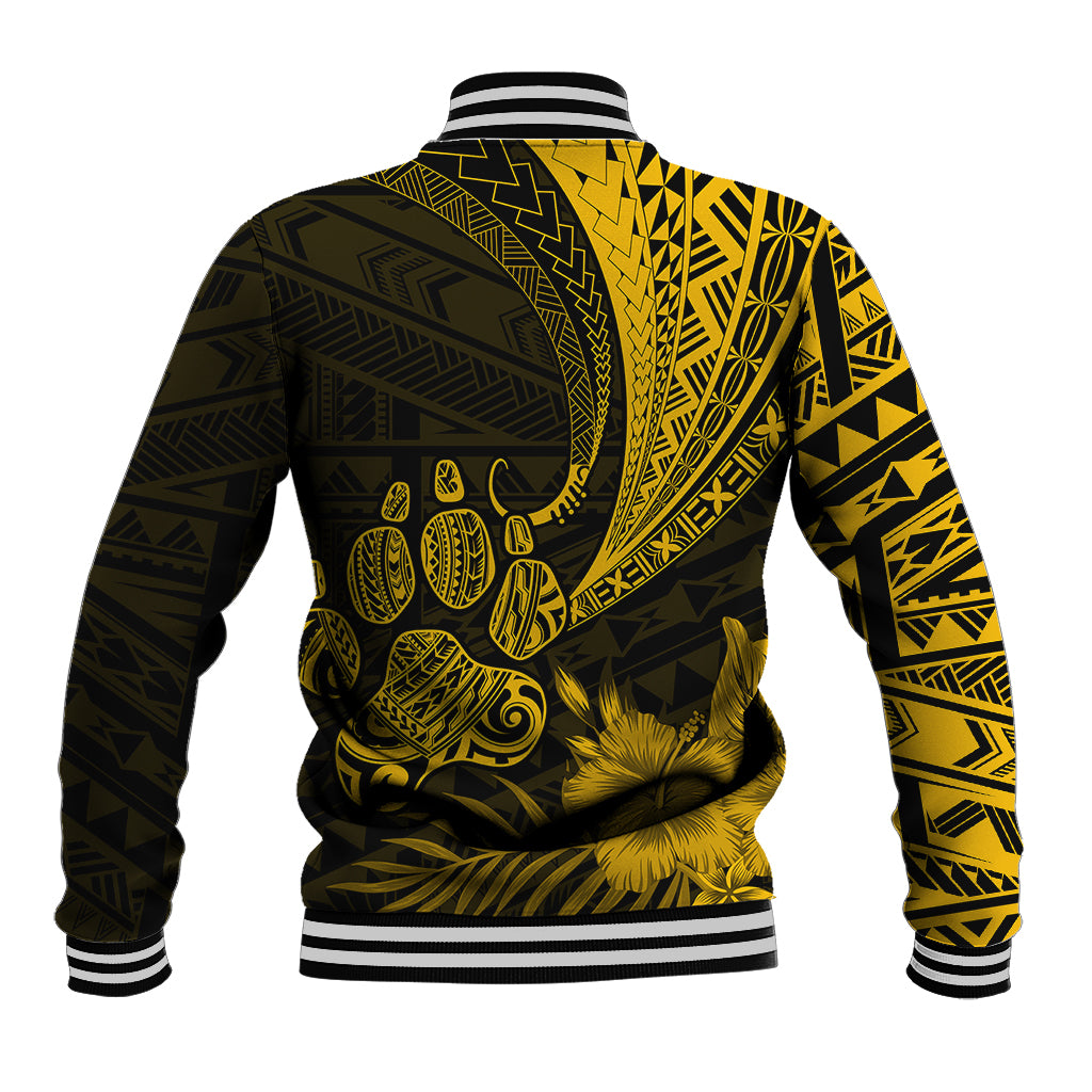 Personalised Polynesian Pacific Bulldog Baseball Jacket With Gold Hawaii Tribal Tattoo Patterns LT7 - Wonder Print Shop
