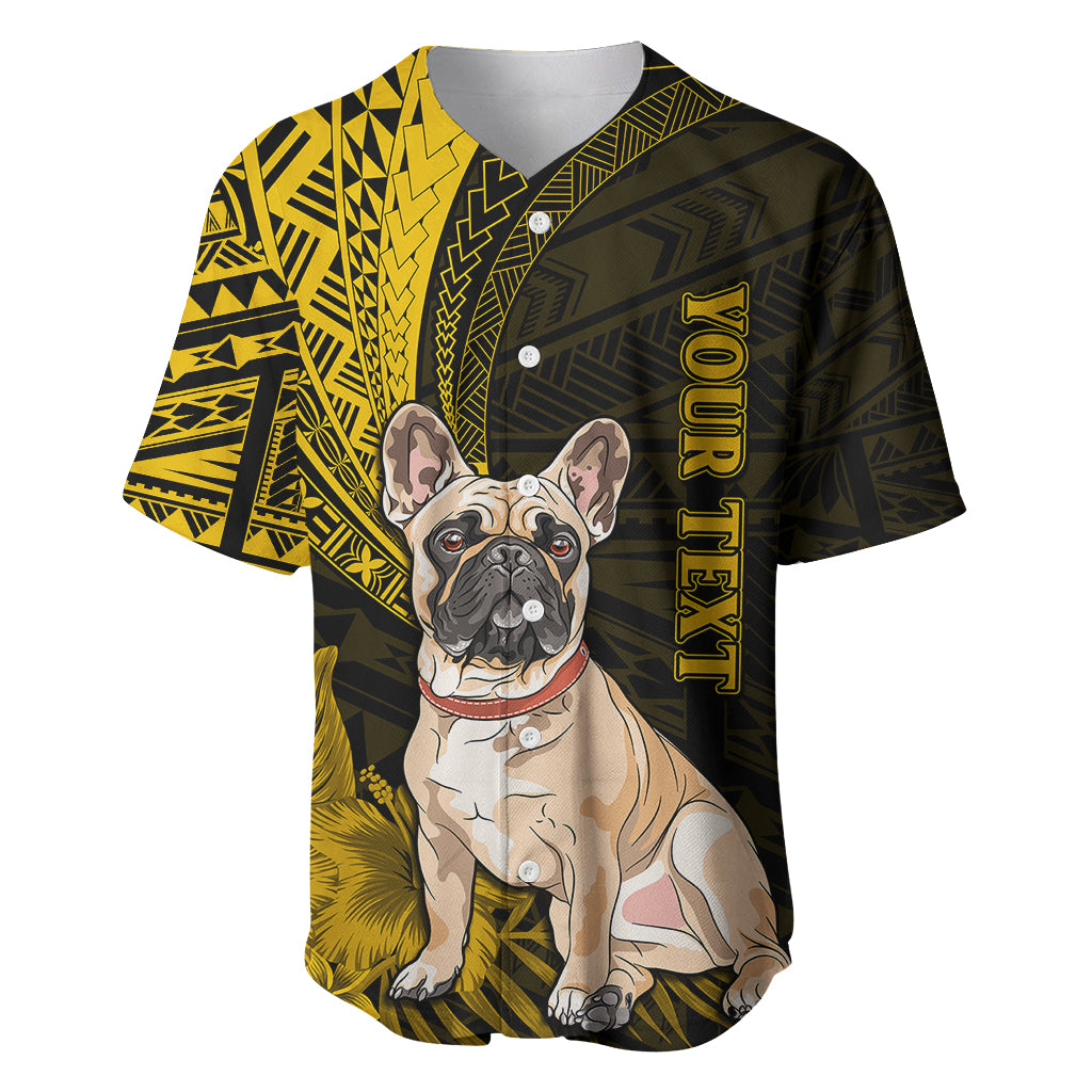 Personalised Polynesian Pacific Bulldog Baseball Jersey With Gold Hawaii Tribal Tattoo Patterns LT7 - Wonder Print Shop