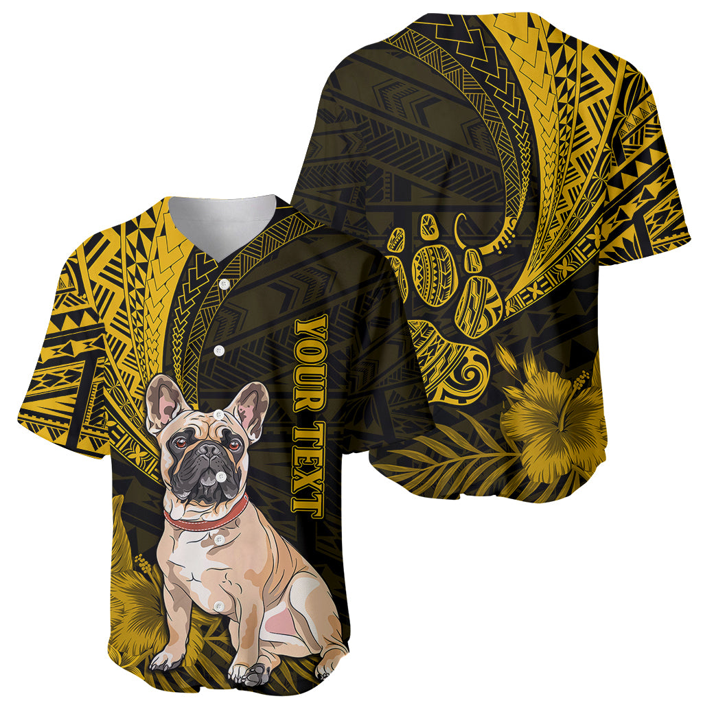 Personalised Polynesian Pacific Bulldog Baseball Jersey With Gold Hawaii Tribal Tattoo Patterns LT7 - Wonder Print Shop