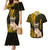 Personalised Polynesian Pacific Bulldog Couples Matching Mermaid Dress And Hawaiian Shirt With Gold Hawaii Tribal Tattoo Patterns LT7 - Wonder Print Shop