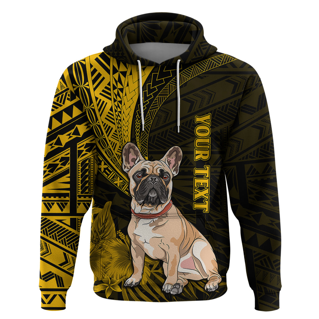 Personalised Polynesian Pacific Bulldog Hoodie With Gold Hawaii Tribal Tattoo Patterns - Wonder Print Shop