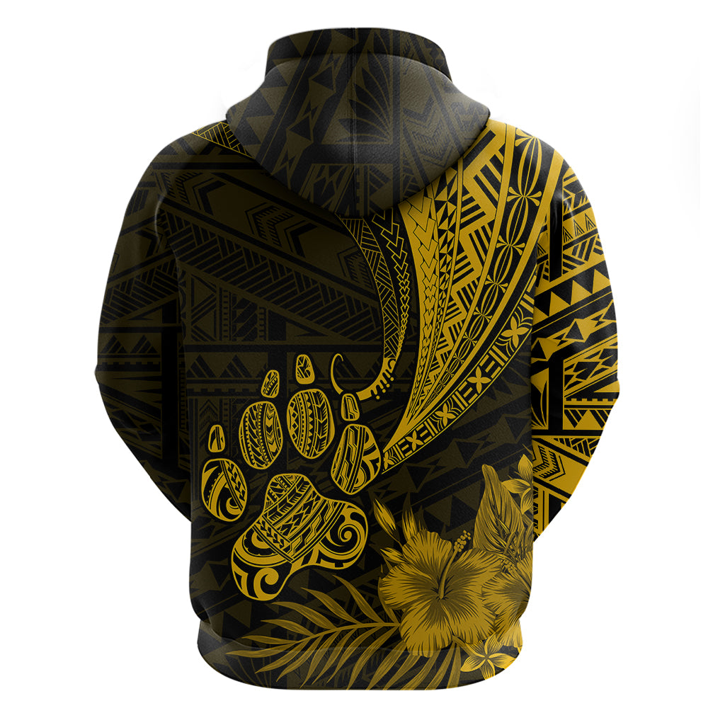 Personalised Polynesian Pacific Bulldog Hoodie With Gold Hawaii Tribal Tattoo Patterns - Wonder Print Shop