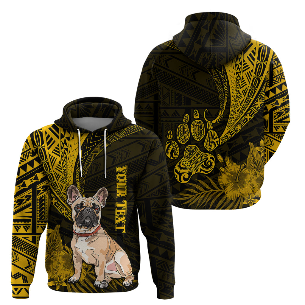 Personalised Polynesian Pacific Bulldog Hoodie With Gold Hawaii Tribal Tattoo Patterns - Wonder Print Shop