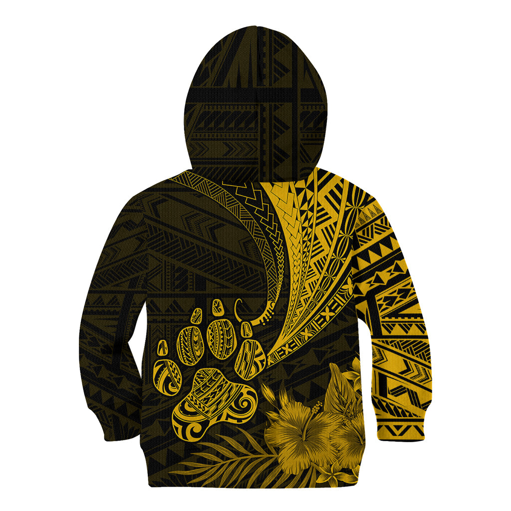 Personalised Polynesian Pacific Bulldog Kid Hoodie With Gold Hawaii Tribal Tattoo Patterns - Wonder Print Shop