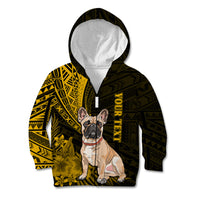 Personalised Polynesian Pacific Bulldog Kid Hoodie With Gold Hawaii Tribal Tattoo Patterns - Wonder Print Shop