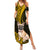 Personalised Polynesian Pacific Bulldog Summer Maxi Dress With Gold Hawaii Tribal Tattoo Patterns - Wonder Print Shop