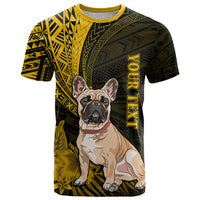 Personalised Polynesian Pacific Bulldog T Shirt With Gold Hawaii Tribal Tattoo Patterns - Wonder Print Shop