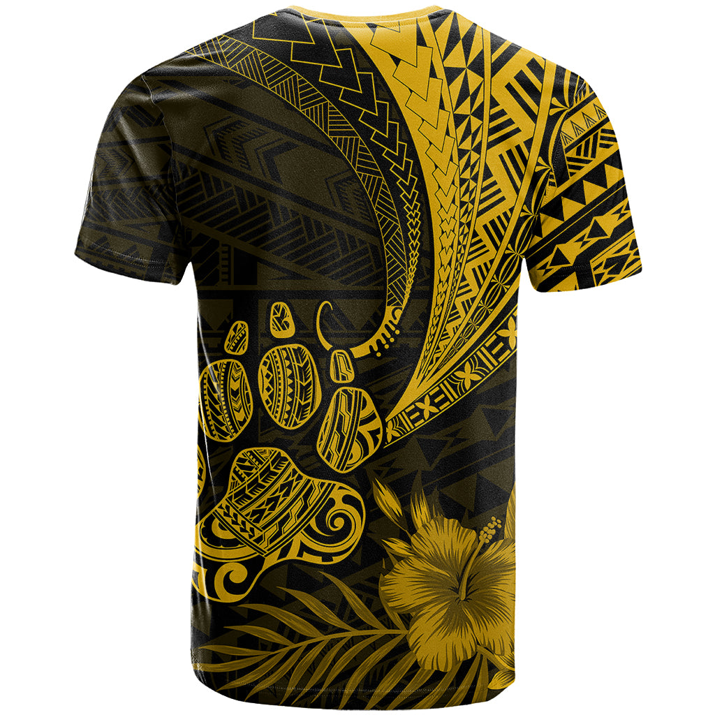 Personalised Polynesian Pacific Bulldog T Shirt With Gold Hawaii Tribal Tattoo Patterns - Wonder Print Shop