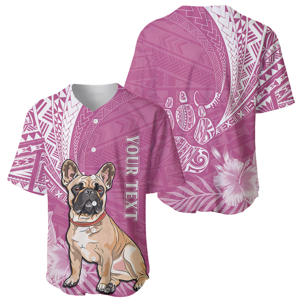 Personalised Polynesian Pacific Bulldog Baseball Jersey With Pink Hawaii Tribal Tattoo Patterns LT7 - Wonder Print Shop