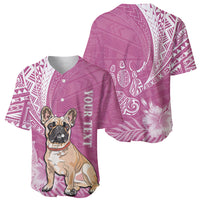 Personalised Polynesian Pacific Bulldog Baseball Jersey With Pink Hawaii Tribal Tattoo Patterns LT7 - Wonder Print Shop