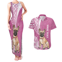 Personalised Polynesian Pacific Bulldog Couples Matching Tank Maxi Dress And Hawaiian Shirt With Pink Hawaii Tribal Tattoo Patterns LT7 - Wonder Print Shop