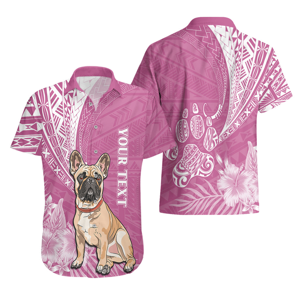 Personalised Polynesian Pacific Bulldog Hawaiian Shirt With Pink Hawaii Tribal Tattoo Patterns - Wonder Print Shop