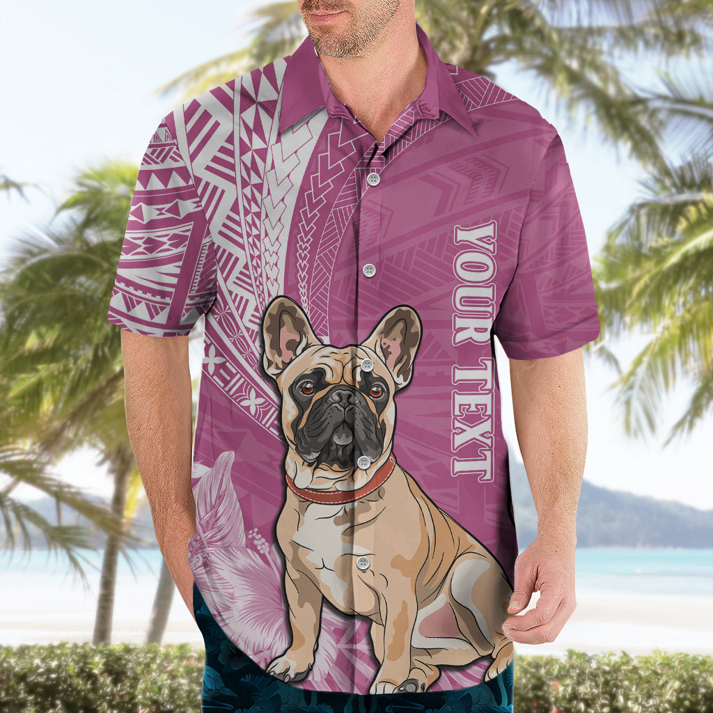 Personalised Polynesian Pacific Bulldog Hawaiian Shirt With Pink Hawaii Tribal Tattoo Patterns - Wonder Print Shop