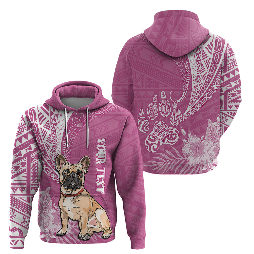 Personalised Polynesian Pacific Bulldog Hoodie With Pink Hawaii Tribal Tattoo Patterns - Wonder Print Shop