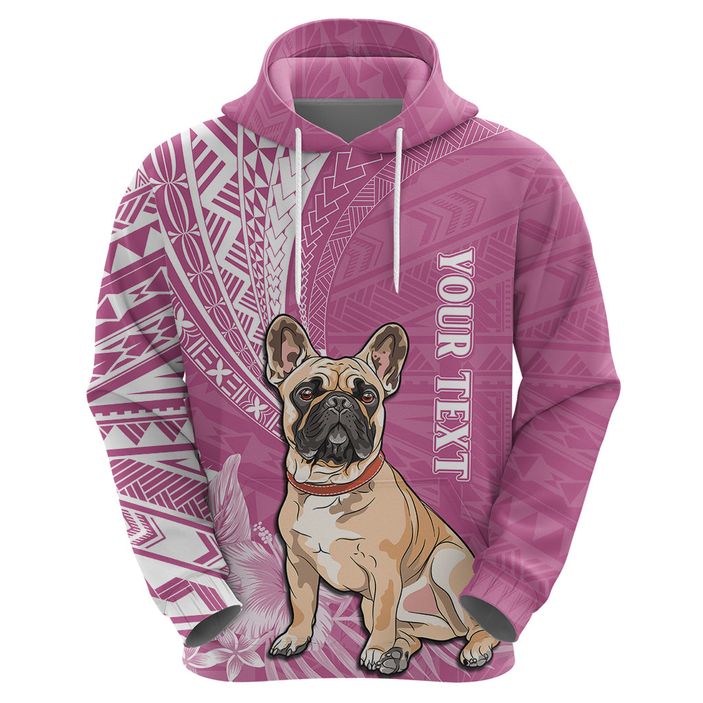 Personalised Polynesian Pacific Bulldog Hoodie With Pink Hawaii Tribal Tattoo Patterns - Wonder Print Shop