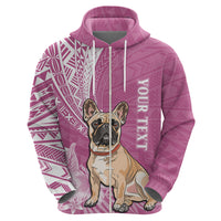 Personalised Polynesian Pacific Bulldog Hoodie With Pink Hawaii Tribal Tattoo Patterns - Wonder Print Shop
