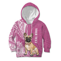 Personalised Polynesian Pacific Bulldog Kid Hoodie With Pink Hawaii Tribal Tattoo Patterns - Wonder Print Shop