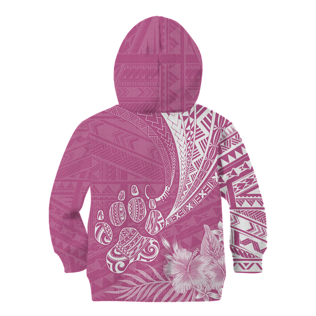 Personalised Polynesian Pacific Bulldog Kid Hoodie With Pink Hawaii Tribal Tattoo Patterns - Wonder Print Shop