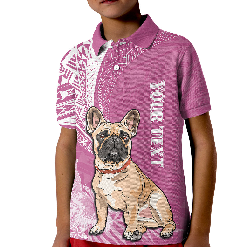 Personalised Polynesian Pacific Bulldog Kid Polo Shirt With Pink Hawaii Tribal Tattoo Patterns - Wonder Print Shop
