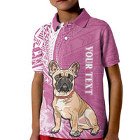 Personalised Polynesian Pacific Bulldog Kid Polo Shirt With Pink Hawaii Tribal Tattoo Patterns - Wonder Print Shop