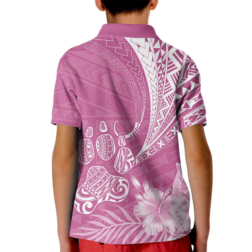 Personalised Polynesian Pacific Bulldog Kid Polo Shirt With Pink Hawaii Tribal Tattoo Patterns - Wonder Print Shop