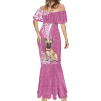 Personalised Polynesian Pacific Bulldog Mermaid Dress With Pink Hawaii Tribal Tattoo Patterns - Wonder Print Shop