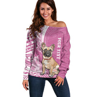 Personalised Polynesian Pacific Bulldog Off Shoulder Sweater With Pink Hawaii Tribal Tattoo Patterns - Wonder Print Shop