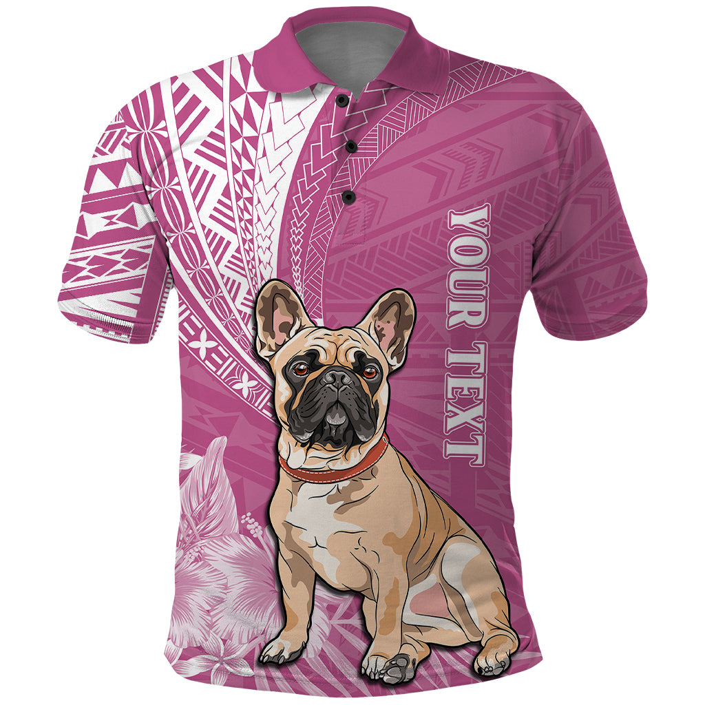 Personalised Polynesian Pacific Bulldog Polo Shirt With Pink Hawaii Tribal Tattoo Patterns - Wonder Print Shop