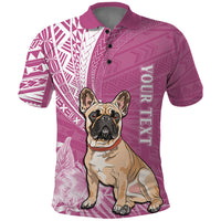 Personalised Polynesian Pacific Bulldog Polo Shirt With Pink Hawaii Tribal Tattoo Patterns - Wonder Print Shop