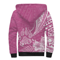 Personalised Polynesian Pacific Bulldog Sherpa Hoodie With Pink Hawaii Tribal Tattoo Patterns - Wonder Print Shop