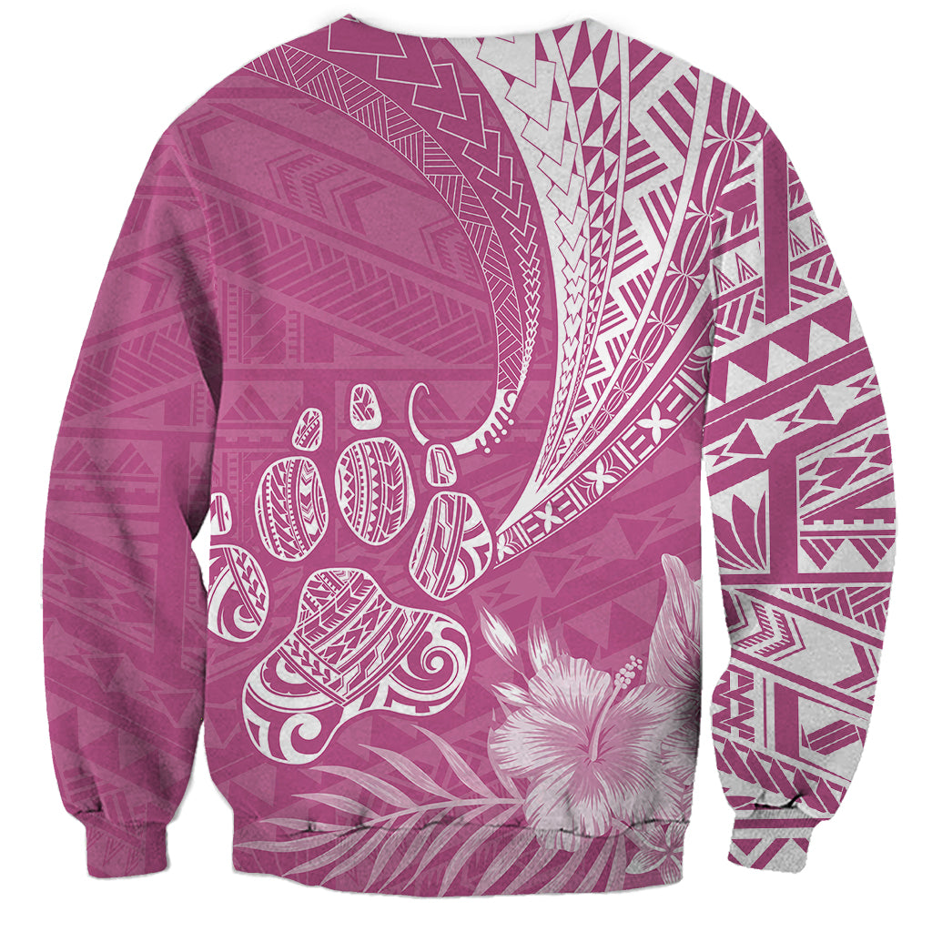 Personalised Polynesian Pacific Bulldog Sweatshirt With Pink Hawaii Tribal Tattoo Patterns - Wonder Print Shop