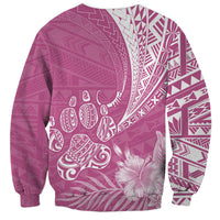 Personalised Polynesian Pacific Bulldog Sweatshirt With Pink Hawaii Tribal Tattoo Patterns - Wonder Print Shop