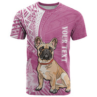 Personalised Polynesian Pacific Bulldog T Shirt With Pink Hawaii Tribal Tattoo Patterns - Wonder Print Shop