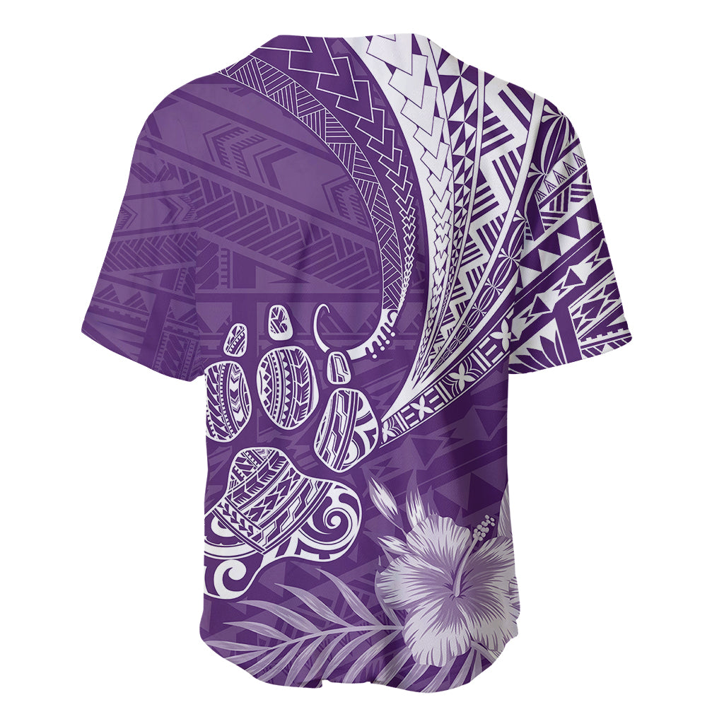 Personalised Polynesian Pacific Bulldog Baseball Jersey With Violet Hawaii Tribal Tattoo Patterns LT7 - Wonder Print Shop