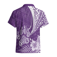 Personalised Polynesian Pacific Bulldog Hawaiian Shirt With Violet Hawaii Tribal Tattoo Patterns - Wonder Print Shop