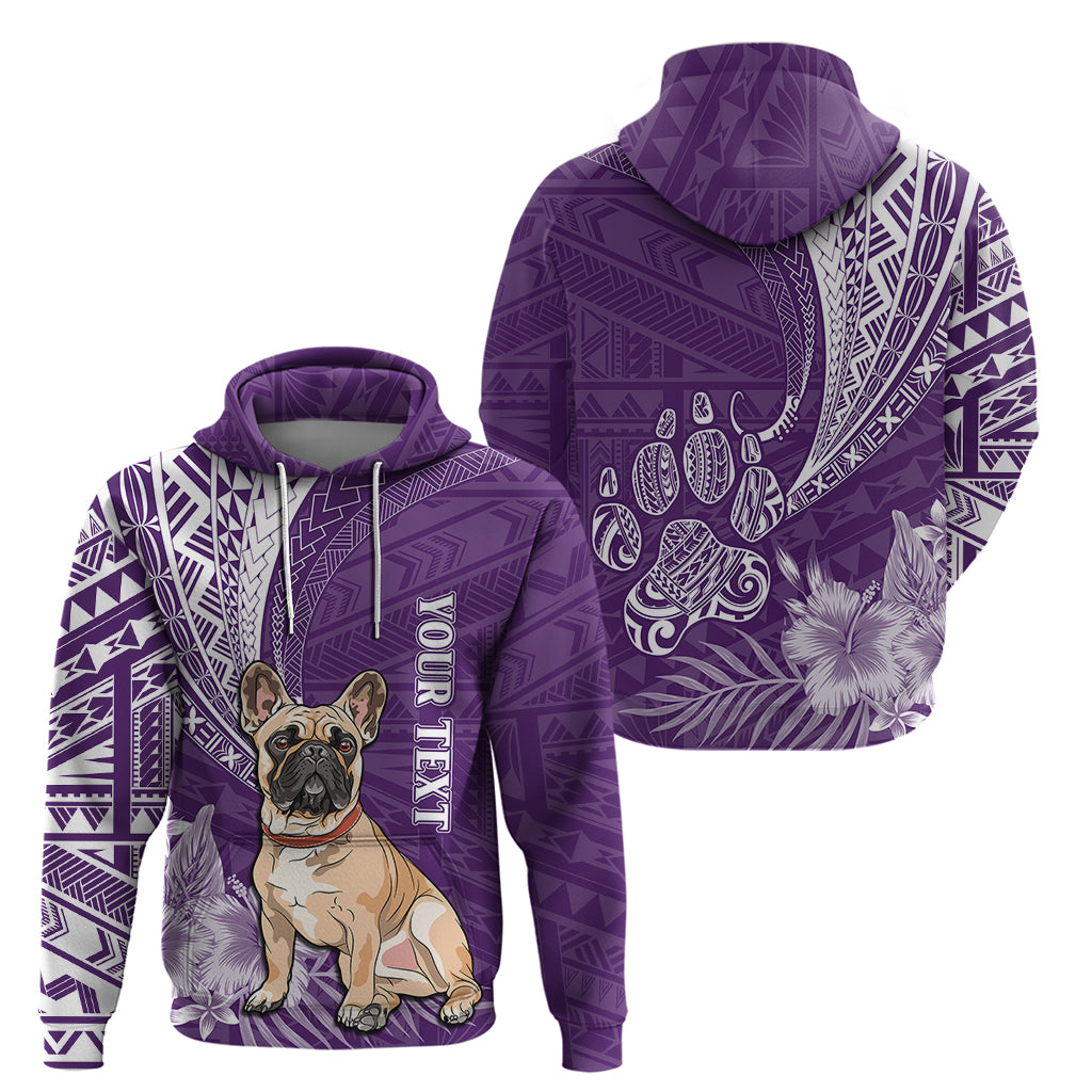 Personalised Polynesian Pacific Bulldog Hoodie With Violet Hawaii Tribal Tattoo Patterns - Wonder Print Shop