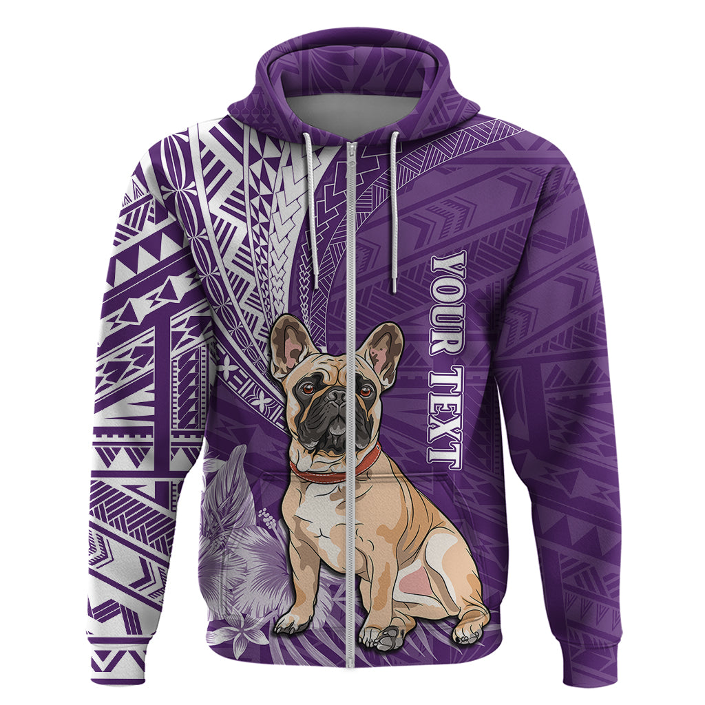 Personalised Polynesian Pacific Bulldog Hoodie With Violet Hawaii Tribal Tattoo Patterns - Wonder Print Shop