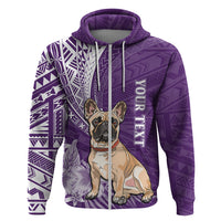 Personalised Polynesian Pacific Bulldog Hoodie With Violet Hawaii Tribal Tattoo Patterns - Wonder Print Shop