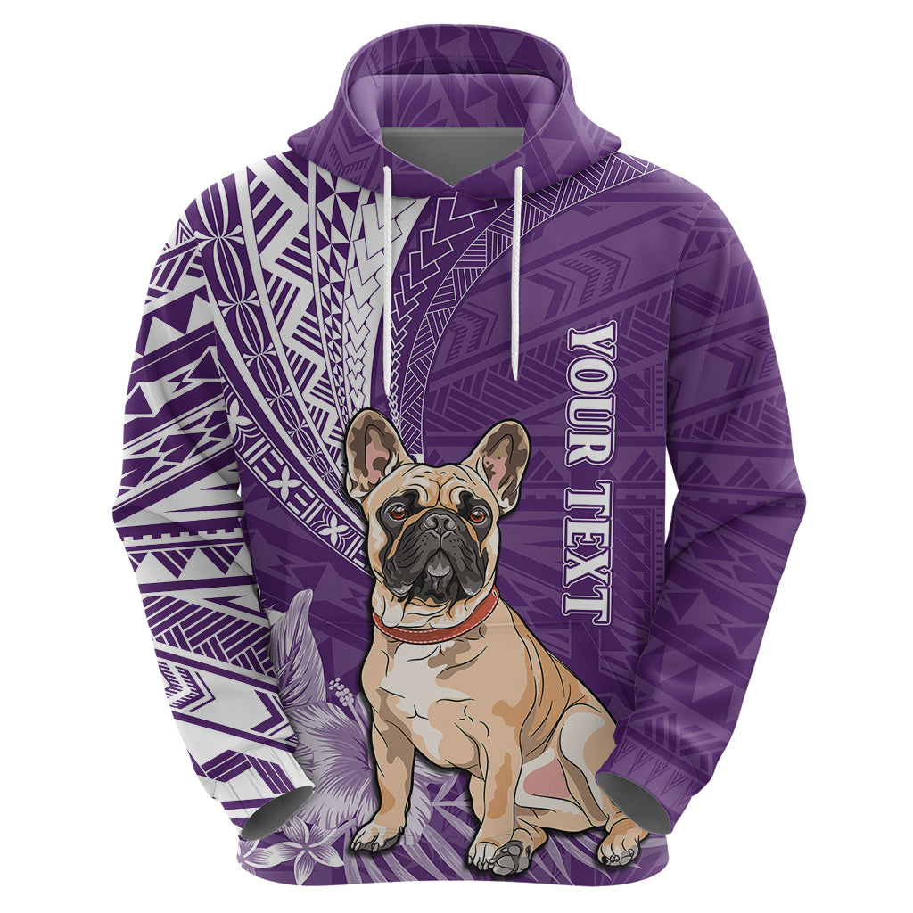 Personalised Polynesian Pacific Bulldog Hoodie With Violet Hawaii Tribal Tattoo Patterns - Wonder Print Shop