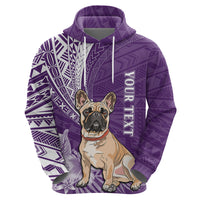 Personalised Polynesian Pacific Bulldog Hoodie With Violet Hawaii Tribal Tattoo Patterns - Wonder Print Shop